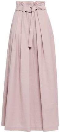 Belted Crinkled Cotton-blend Poplin Maxi Skirt