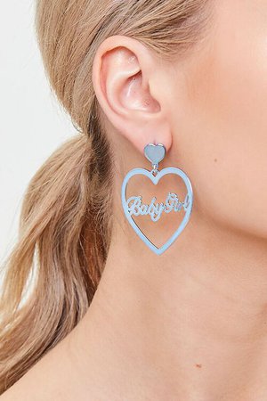 Baby Girl Cutout Heart Drop Earrings