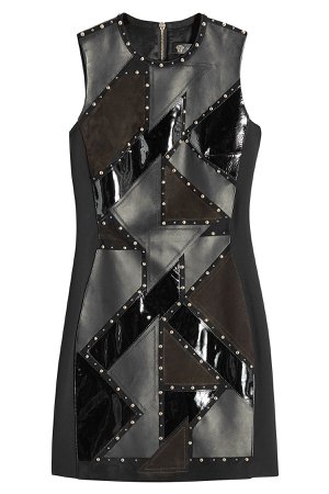 Embellished Leather Dress with Suede Gr. IT 38