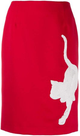 Straight Fit Cat Silhouette Skirt
