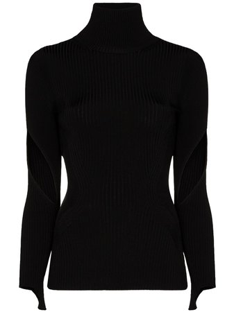 Mugler cut-out Sleeve Ribbed Top - Farfetch