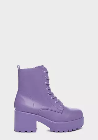 Koi Footwear Combat Platform Ankle Boots - Purple – Dolls Kill