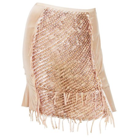 Tom Ford for Gucci Runway Sheer Nude Rings Ribbon Mini Skirt, S / S 2004 For Sale at 1stdibs