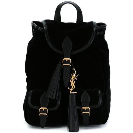 ysl black velvet backpack