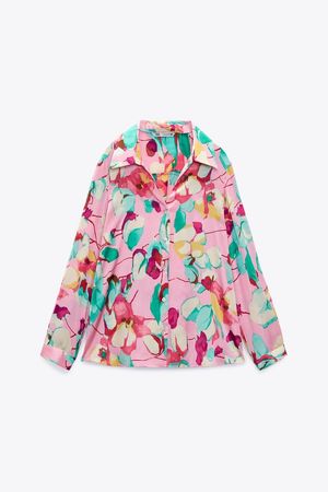 FLORAL SATIN EFFECT BLOUSE - Multicolored | ZARA United States