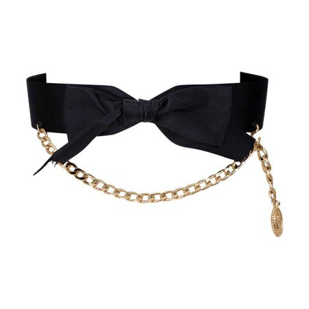 Chanel Bow-Embellished Leather and Silk Waist Belt, Spring-Summer 1993 For Sale at 1stdibs