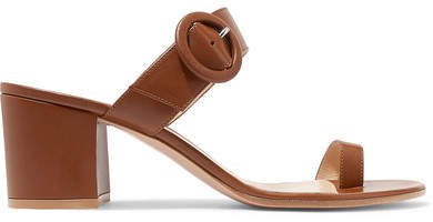 65 Buckled Leather Sandals - Tan