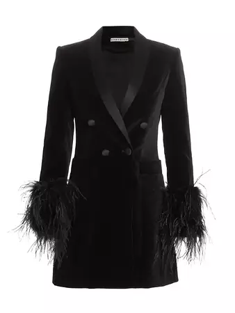 Shop Alice + Olivia Latoya Velvet & Feather Minidress | Saks Fifth Avenue
