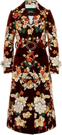 Marc Jacobs Embroidered Floral Cotton Trench Coat Size: 0