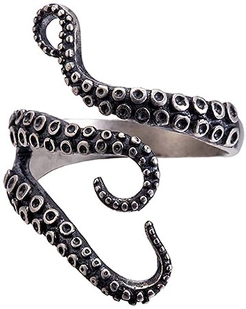 HIIXHC Vintage Adjustable Octopus Rings Mens Womens Polished Stainless Steel Tentacle Ring Retro Gothic Punk Style Jewelry Silver Black for Men Adjustable Size|Amazon.com