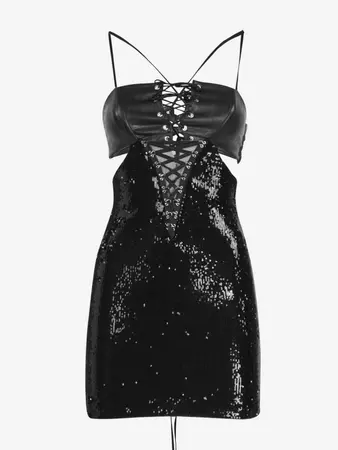Aniye records - Fitted dress with sequins Dolly String model | QUADRA SHOP