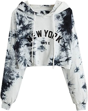 SweatyRocks Women's Drawstring Hem Long Sleeve Crop Top Sweatshirt Hoodies at Amazon Women’s Clothing store