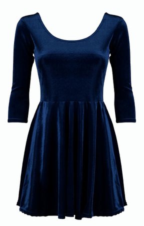 Blue Velour Skater-Dress