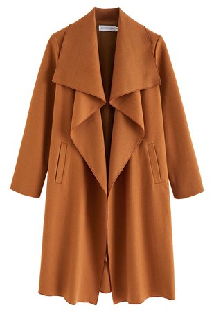 Free Myself Open Front Wool-Blend Coat in Pumpkin - Retro, Indie and Unique Fashion