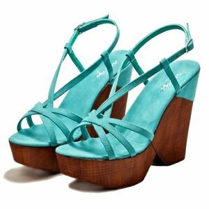 Designer Mignon Sandals by Mimi Shoes in Turquoise Size 6 Platform Heels 39 | eBay