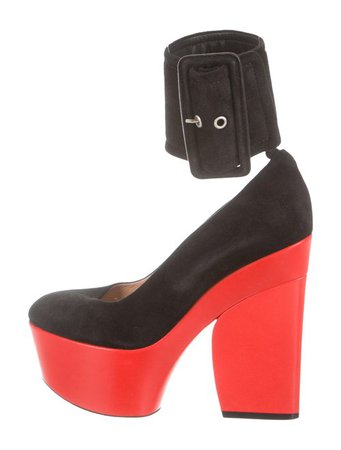 Celine Céline Suede Platform Ankle Strap Pumps - Shoes - CEL83545 | The RealReal