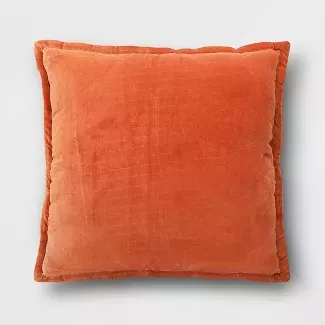 Oversized Velvet Reversed To Herringbone Square Throw Pillow Brown - Threshold™ : Target