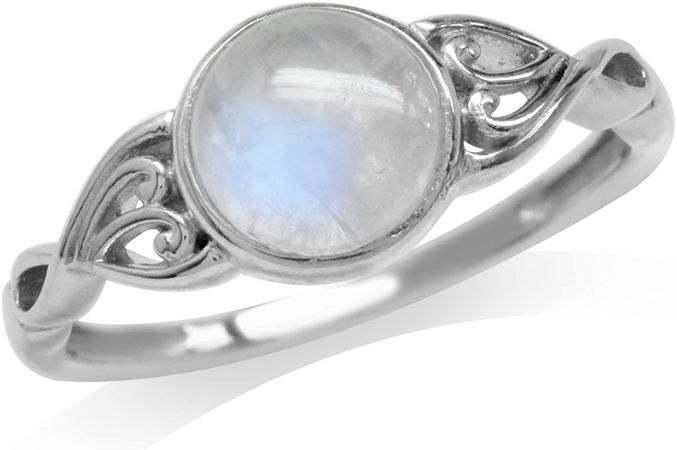 Natural Moonstone 925 Sterling Silver Victorian Style Solitaire Ring Size 9.5: Clothing, Shoes & Jewelry