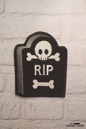 Skull RIP Gravestone Iron On Sew On Gothic Patch | Gothic
