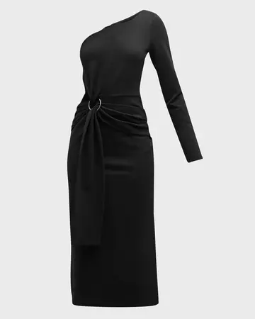 Alexis Royale One-Shoulder Cinched Midi Dress | Neiman Marcus