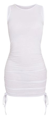 white ruched side dress