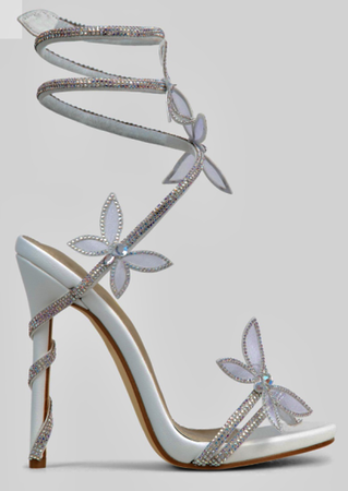 grey flower heels