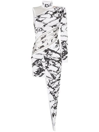 Balmain asymmetric marble print dress $2,996 - Shop SS19 Online - Fast Delivery, Price