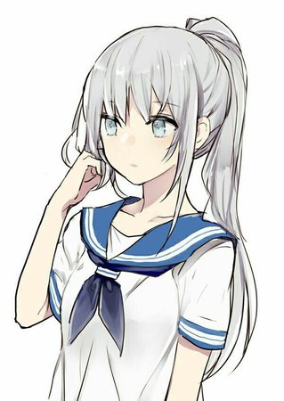 White haired anime girl