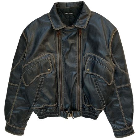 Emporio Armani, 1990s Double-zip Leather Quilted Flight Bomber - La Nausée - fashion archive / retail shop