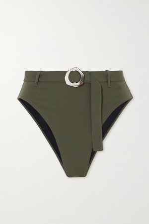 Space For Giants Net Sustain Garbo Embellished Bikini Briefs - Army green