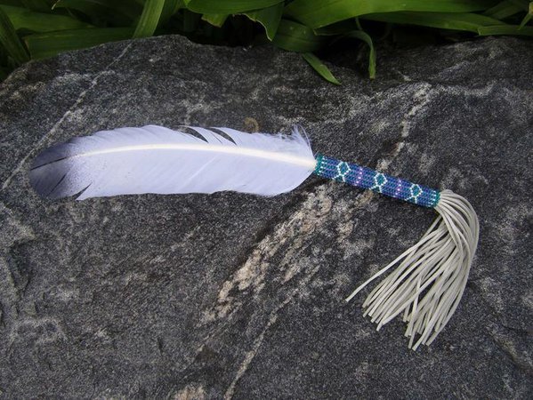 Lilac and Teal Smudge Feather Hand Painted Eagle Feather | Etsy