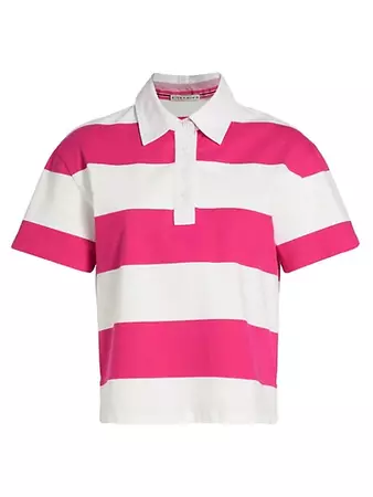 Shop Alice + Olivia Treva Stripe Cotton Polo Shirt | Saks Fifth Avenue
