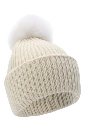 Женская белая шапка из шерсти и кашемира YVES SALOMON — купить за 19400 руб. в интернет-магазине ЦУМ, арт. 9WAA047XXMARD