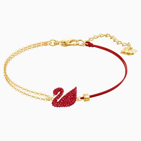 Iconic Swan Bracelet, Red, Gold-tone plated | Swarovski.com