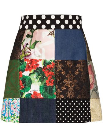 Shop blue Dolce & Gabbana patchwork mini skirt with Express Delivery - Farfetch