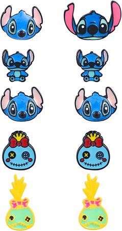 Amazon.com: 5pcs Stitch Stud Earrings Girl Gift Ohana Means Family Stud Earrings Cute Enamel Anime Cartoon Stitch Ear Jewelry for Woman Gift: Clothing, Shoes & Jewelry