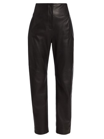 Shop The Sei Leather Straight-Leg Trousers | Saks Fifth Avenue