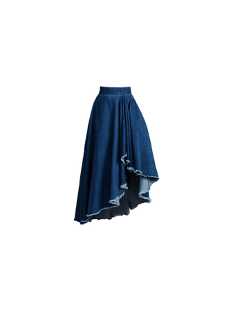 blue denim long skirt
