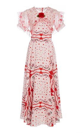 Appliquéd Ruffled Printed Silk-Chiffon Maxi Dress by Rodarte | Moda Operandi