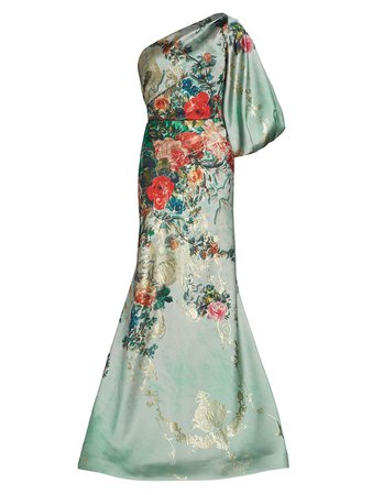 Shop Rene Ruiz Collection Jacquard One-Shoulder Gown | Saks Fifth Avenue