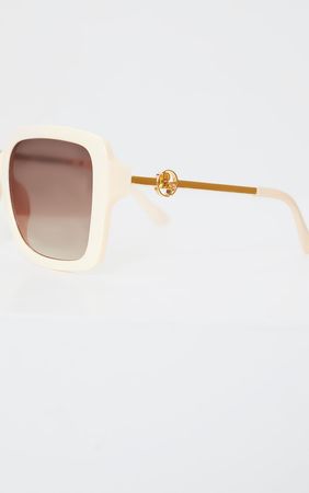 Plt Cream Branded Oversized Square Sunglasses | PrettyLittleThing USA