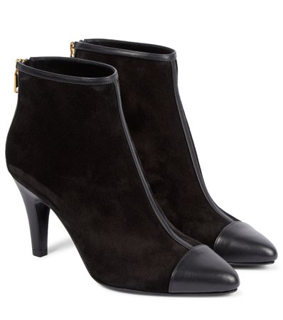 Balmain - Tara suede and leather ankle boots | Mytheresa
