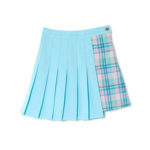 teal blue plaid pleated skirt