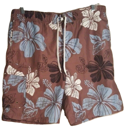 Swim shorts Brown hawaiian flowers