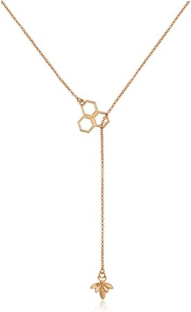 Amazon.com: Pomina Dainty Gold Honeycomb Bumble Bee Adjustable Y Lariat Necklace for Women Teen Girls (Bee Lariat_Worn Gold): Clothing