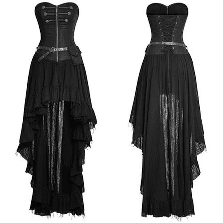 Designer Black High Low Corset Gothic Steam Punk Fashion Dress