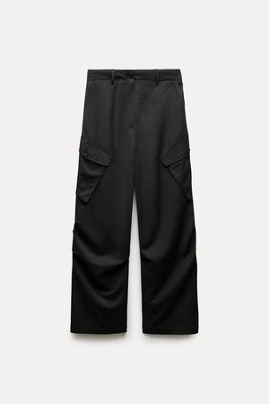 WOOL CARGO PANTS ZW COLLECTION - Anthracite Gray | ZARA United States