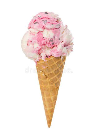 Vanilla-strawberry Ice Cream In Waffle Cone Isolated On White Stock Image - Image of nutrition, cone: 117657185