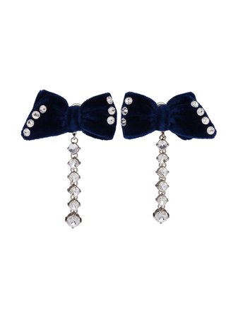 Miu Miu Crystal Embellished Bow Earrinngs 5IO0302E08 Blue | Farfetch