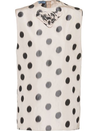 Shop black Prada polka-dot sleeveless blouse with Express Delivery - Farfetch
